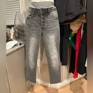KUT sz 4 straight leg crop button fly . Greyish black